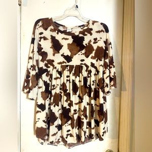 Cowprint babydoll fit blouse
